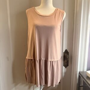 Mote Tunic Top Womens Large Sleeveless Light Mauve Tiered Ruffle